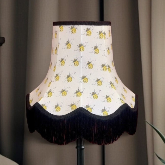 Worker Bee Ivory and Black Fabric Lampshades