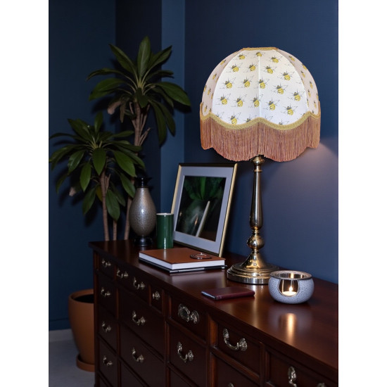 Worker Bee Ivory and Gold Dome Fabric Lampshade
