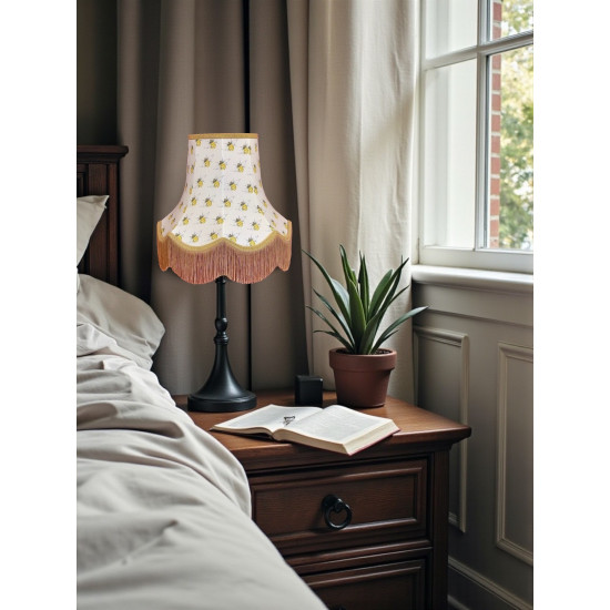 Worker Bee Ivory and Gold Fabric Lampshades