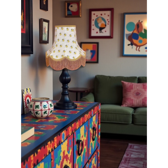 Worker Bee Ivory and Gold Fabric Lampshades