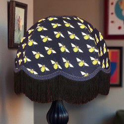 Worker Bee Navy Blue and Black Dome Fabric Lampshade