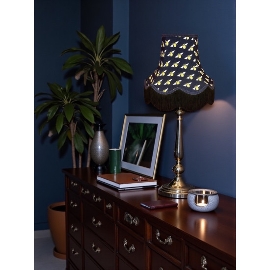 Worker Bee Navy Blue and Black Fabric Lampshades