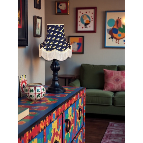 Worker Bee Navy Blue Fabric Lampshades