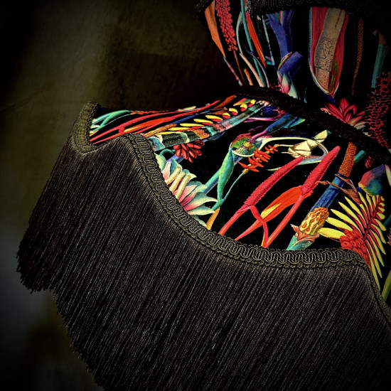 Vibrant Velvet Black Botanical Victorian Crown Lampshade