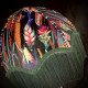 Vibrant Velvet Black and Green Botanical Fabric Parachute Dome Lampshade