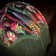 Vibrant Velvet Black and Green Botanical Fabric Parachute Dome Lampshade