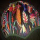 Vibrant Velvet Black and Green Botanical Fabric Parachute Dome Lampshade