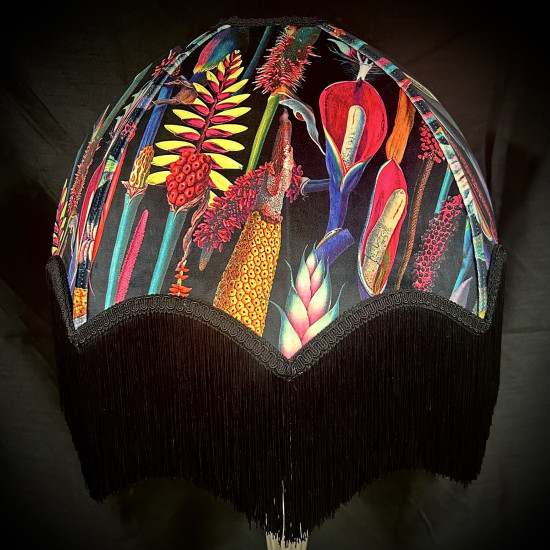 Vibrant Velvet Black Botanical Parachute Dome Lampshade