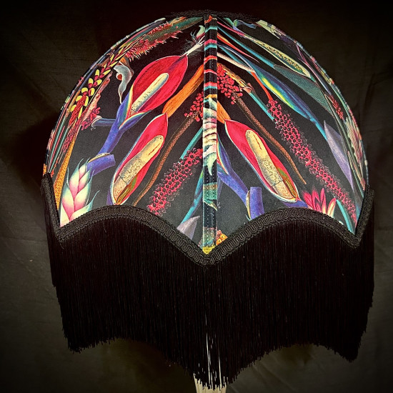 Vibrant Velvet Black Botanical Parachute Dome Lampshade