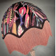 Vibrant Velvet Black and Pink Botanical Parachute Dome Lampshade