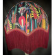 Vibrant Velvet Black and Wine Botanical Parachute Dome Lampshade