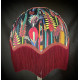 Vibrant Velvet Black and Wine Botanical Parachute Dome Lampshade