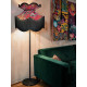 Vibrant Velvet Cerise Pink and Black Botanical Victorian Crown Lampshade