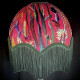 Vibrant Velvet Cerise Pink and Green Botanical Parachute Lampshade