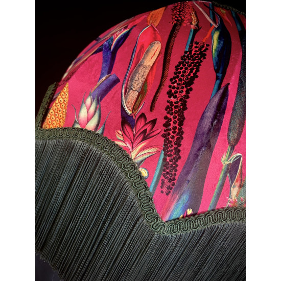 Vibrant Velvet Cerise Pink and Green Botanical Parachute Lampshade
