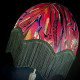 Vibrant Velvet Cerise Pink and Green Botanical Parachute Lampshade
