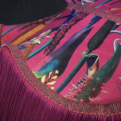 Vibrant Velvet Cerise Pink and Red Wine Botanical Victorian Crown Lampshade