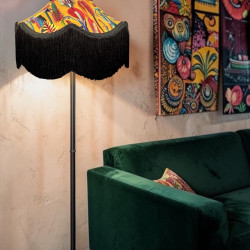 Vibrant Velvet Ochre and Black Botanical Victorian Crown Lampshade