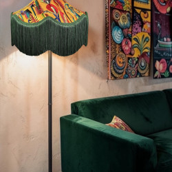 Vibrant Velvet Ochre and Green Botanical Victorian Crown Lampshade