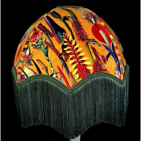 Vibrant Velvet Ochre and Green Botanical Parachute Dome Lampshade