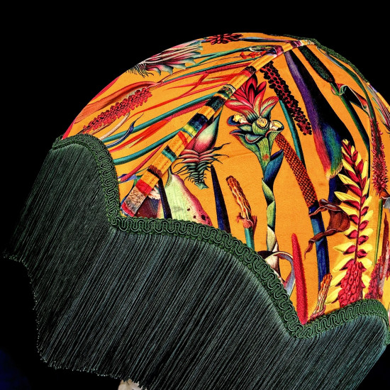 Vibrant Velvet Ochre and Green Botanical Parachute Dome Lampshade