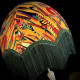 Vibrant Velvet Ochre and Green Botanical Parachute Dome Lampshade