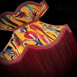 Vibrant Velvet Ochre and Red Wine Botanical Victorian Crown Lampshade