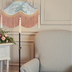 Duck Egg Brocade Cream and Gold Fabric Victorian Crown Top Lampshades