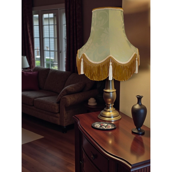 Harlequin Duck Egg Blue Brocade Fabric Scalloped Bottom Lampshades