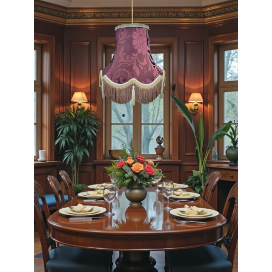 Harlequin Purple Mulberry Brocade Fabric Scalloped Bottom Lampshades