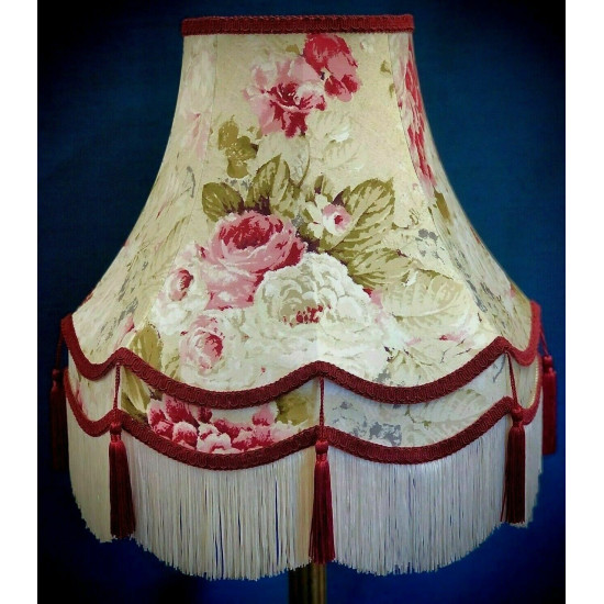 Chintz Floral Cream Fabric Double Scallop Lampshade