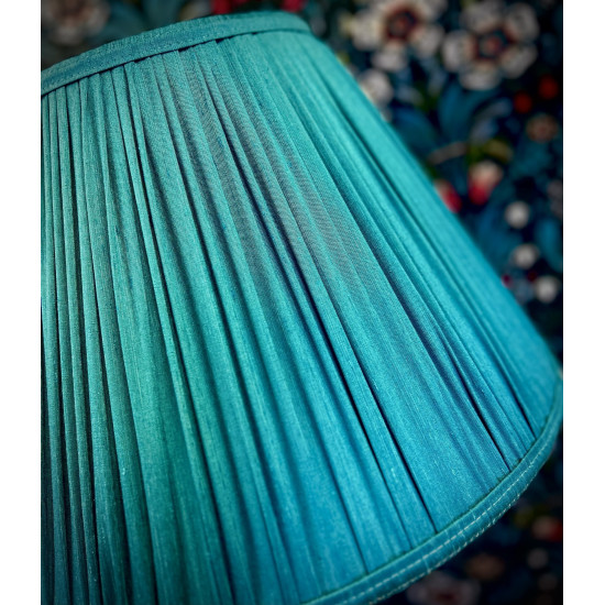 Teal Blue Gathered Fabric Lampshade
