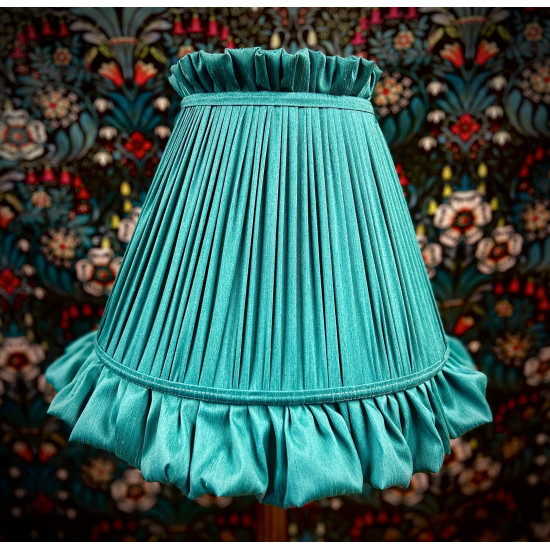 Teal Blue Ruffled Fabric Lampshade