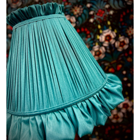Teal Blue Ruffled Fabric Lampshade