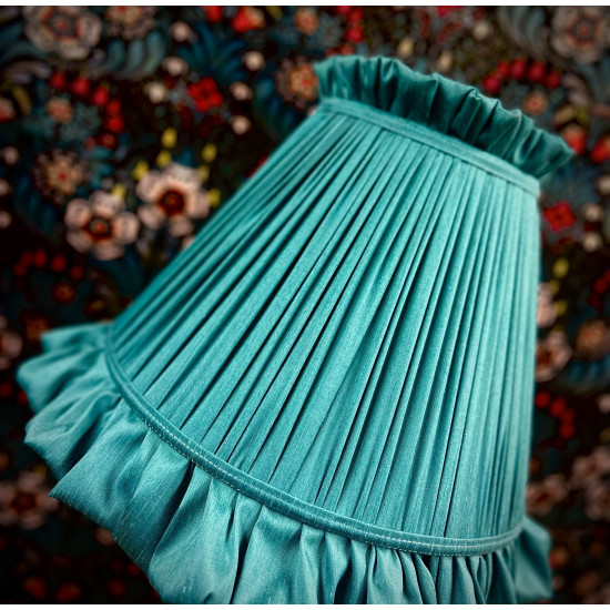Teal Blue Ruffled Fabric Lampshade