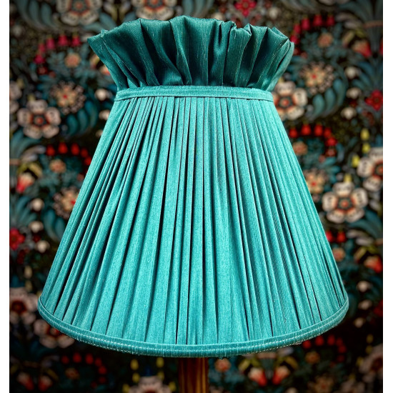 Teal Blue Ruffled Top Fabric Lampshade