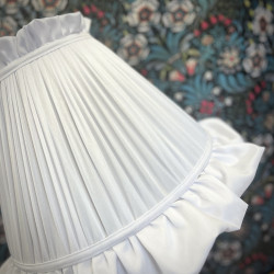 White Ruffled Fabric Lampshade