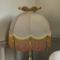 Taupe Beige and Gold Crown Dome Fabric Lampshade
