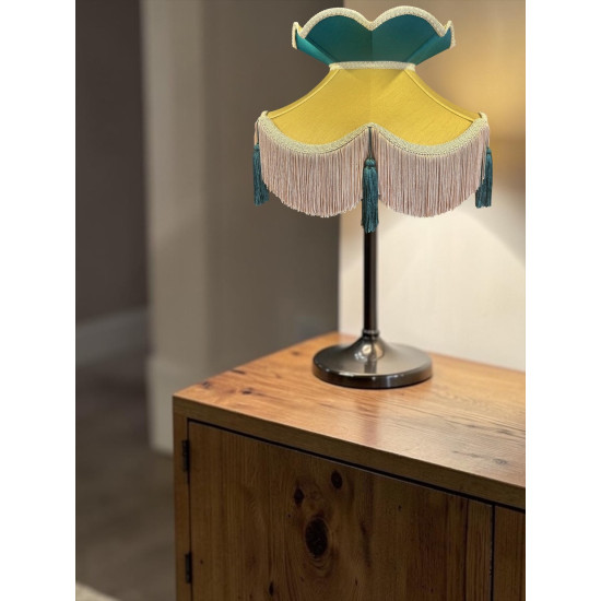 Gold and Dark Green Victorian Fabric Lampshades