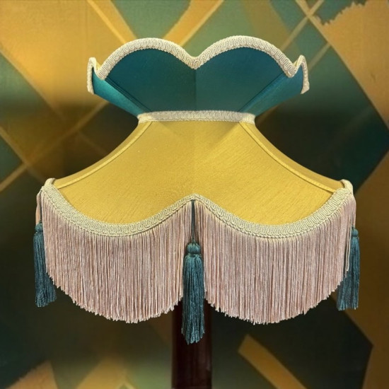 Gold and Dark Green Victorian Fabric Lampshades