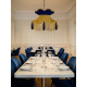 Gold and Navy Blue Victorian Fabric Lampshades