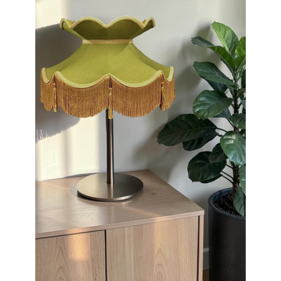 Olive Green and Gold Victorian Fabric Lampshades