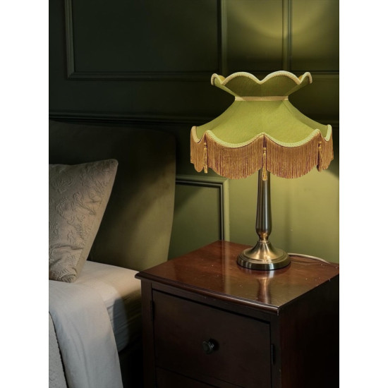 Olive Green and Gold Victorian Fabric Lampshades
