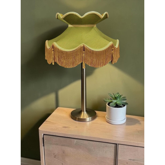 Olive Green and Gold Victorian Fabric Lampshades