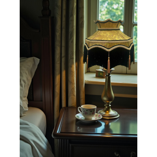 Paisley Jacquard Gold Black Dorchester Downton Abbey Crown Lampshade