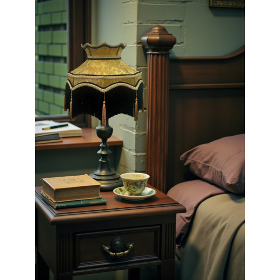 Paisley Jacquard Gold Black Dorchester Downton Abbey Crown Lampshade