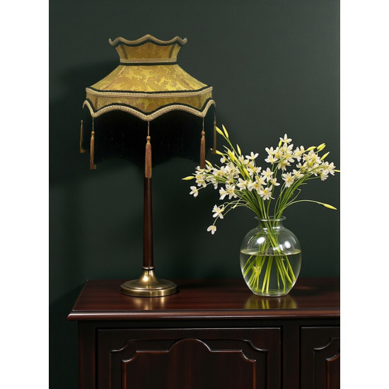Paisley Jacquard Gold Black Dorchester Downton Abbey Crown Lampshade
