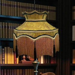 Paisley Jacquard Gold Black Dorchester Downton Abbey Crown Lampshade