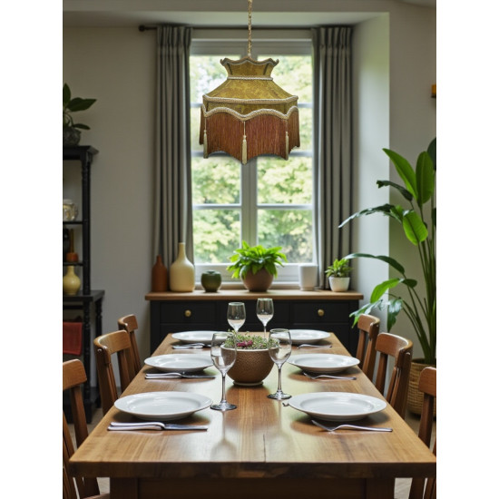 Paisley Jacquard Gold Dorchester Downton Abbey Crown Lampshade