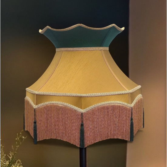 Mustard and Green Dorchester Downton Abbey Crown Fabric Lampshade